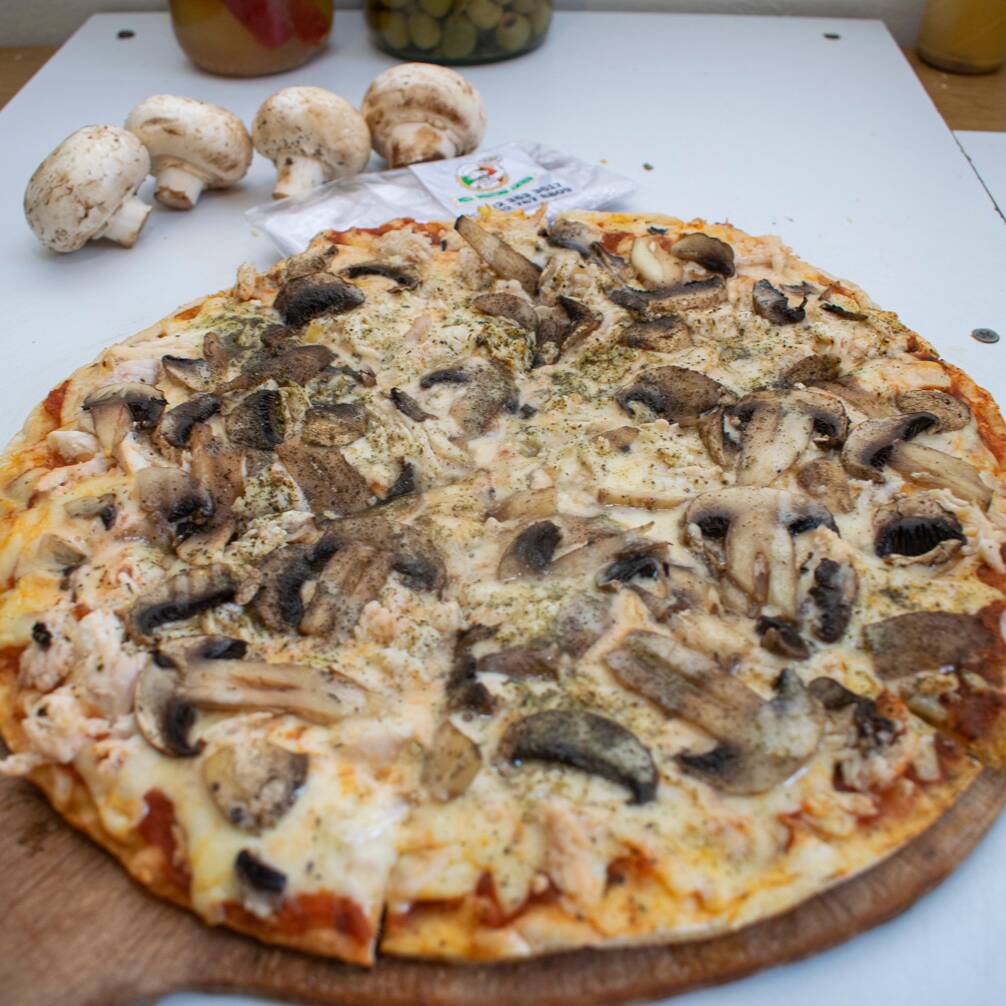 pizza pollo champiñones