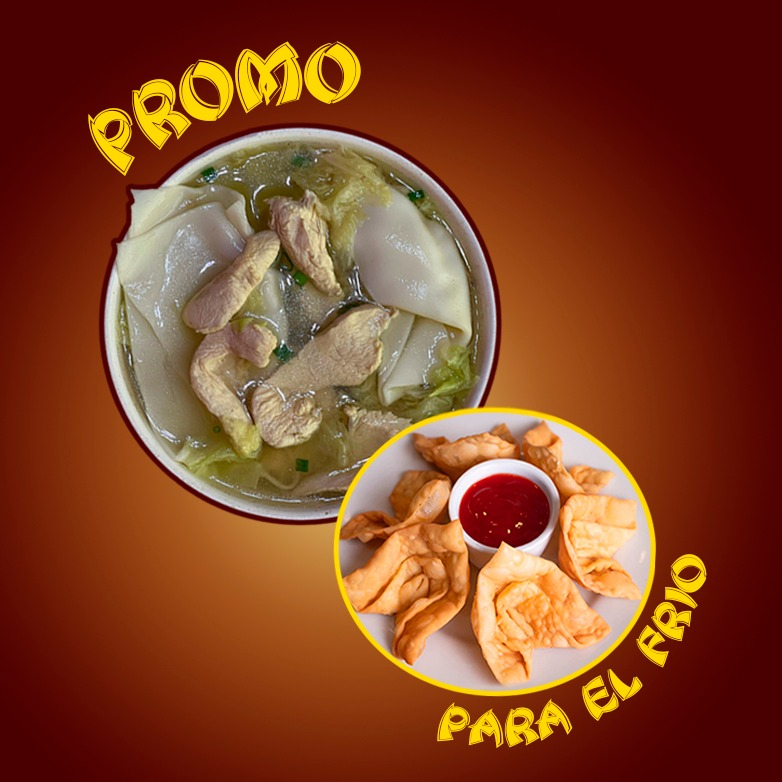 Sopa Wantan de Pollo + Wantan Frito (6 Unid)