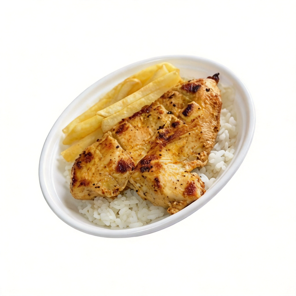 Arroz,feijão,file de peito grelhado batata frita