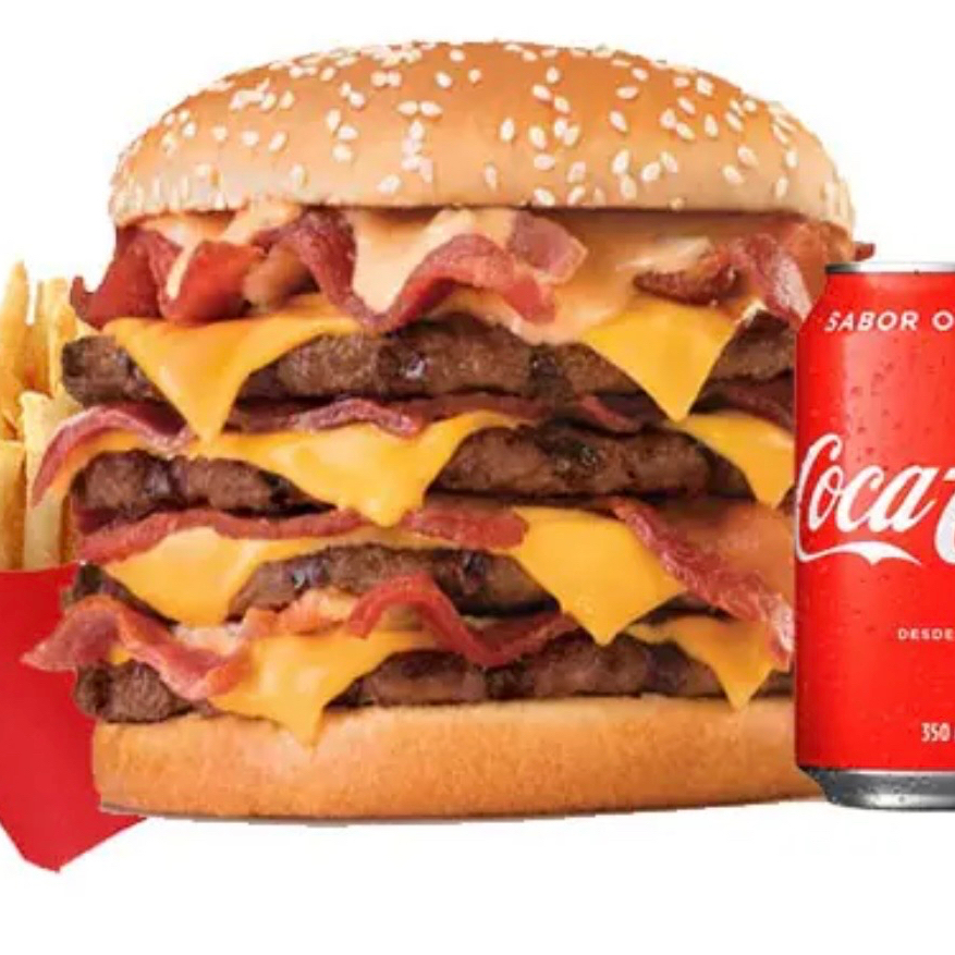 Quarteirão (4 carne, 2 fatias de queijo, bacon e calabresa)