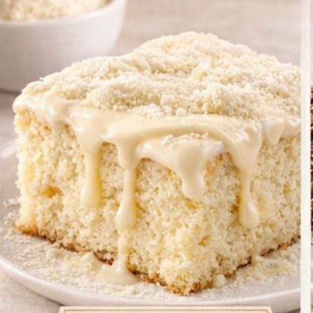 bem molhadinho, recheio de ninho e cobertura de creme de ninho cremoso. Servido gelado. Irresistível!