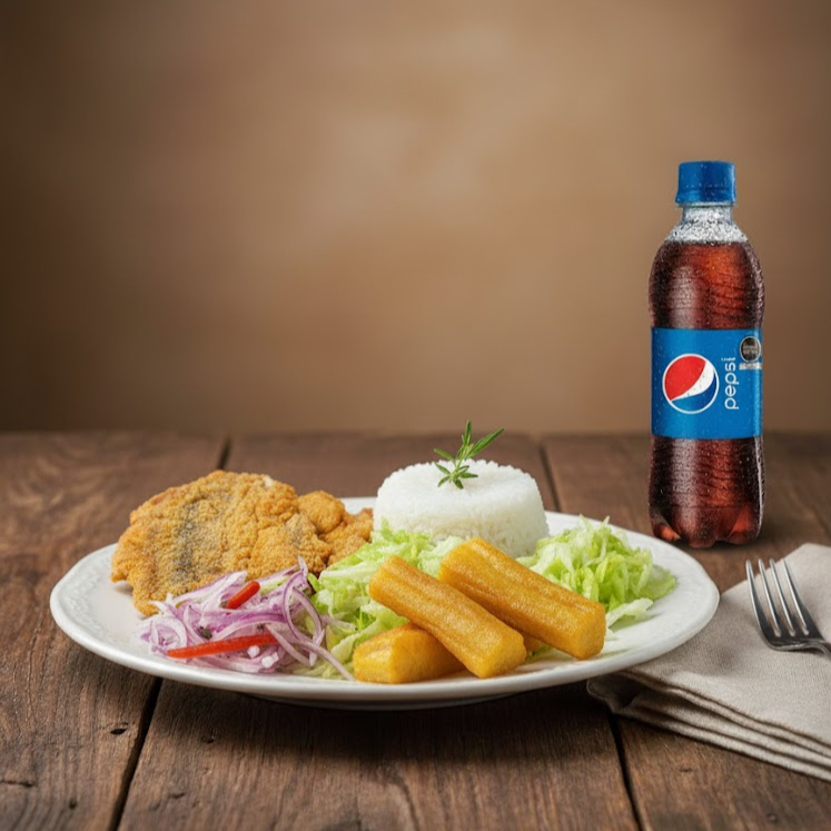 PEPSI DE 355 + Filete Bonito Yuca Sancochada