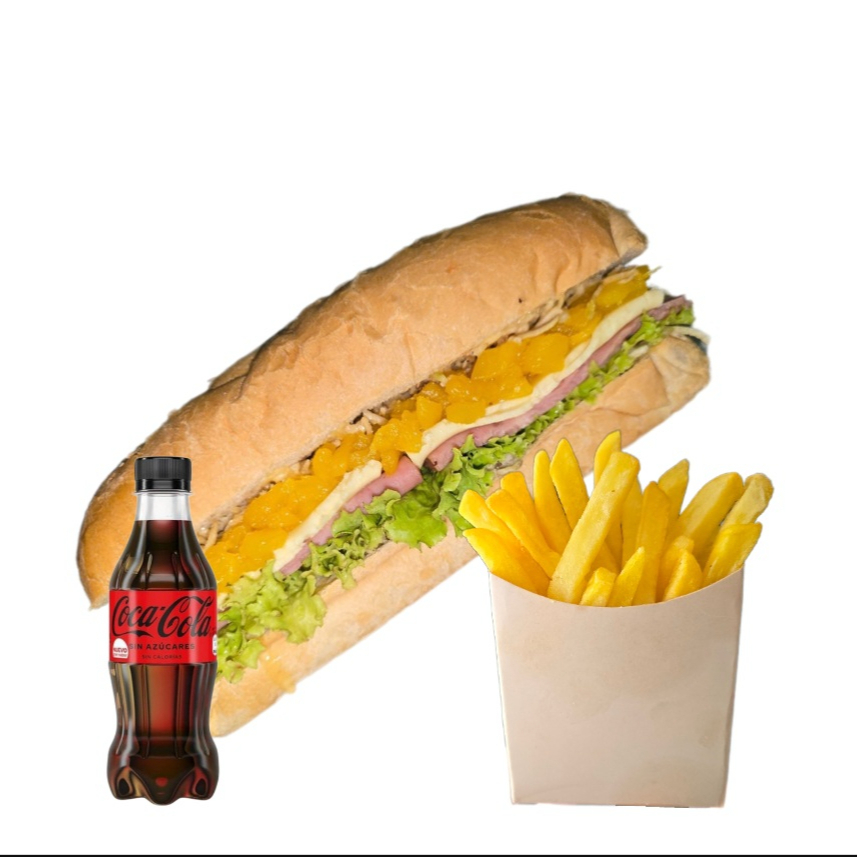 Combo Sándwich Gold Hawaiano + Papas + Bebida