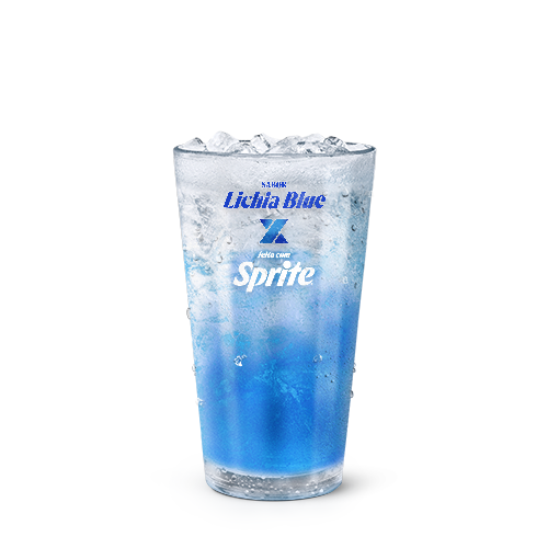 McDonalds e Sprite se uniram novamente para trazer para você uma bebida refrescante e inovadora. Ao misturar o sabor da lichia e o cítrico do curaçau blue presentes no xarope com a refrescância do limão da Sprite, conseguimos um refrigerante único que você só encontra no McDonald's.
