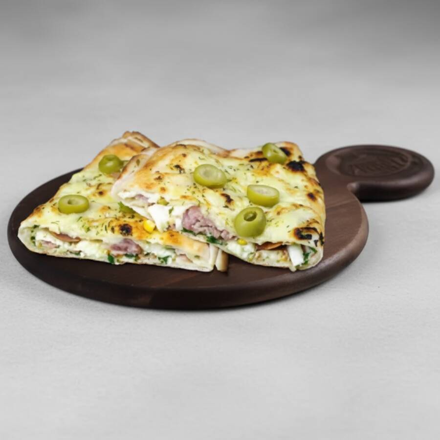 Palmito, Bacon, Provolone, Milho, Atum champignon e Cebola