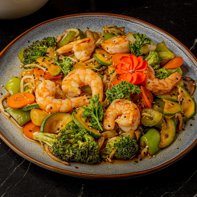 Teppanyaki con camarón