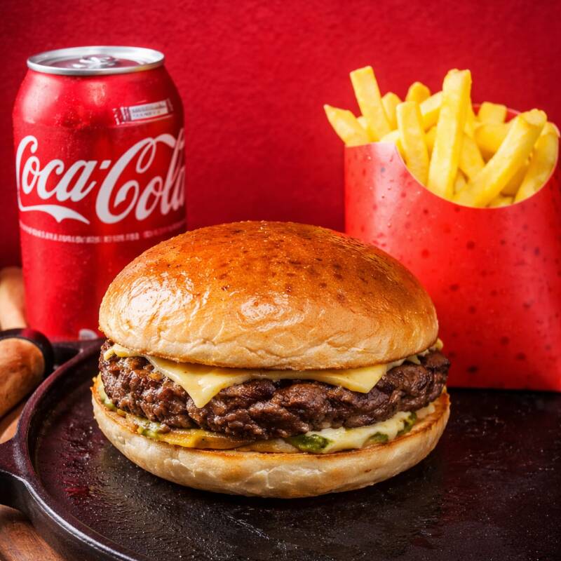 X Burguer: Pão, hambúrguer 120g, mussarela e molho.