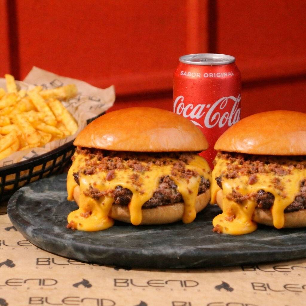 2 melts+ 1 refrigerante lata + blend fries