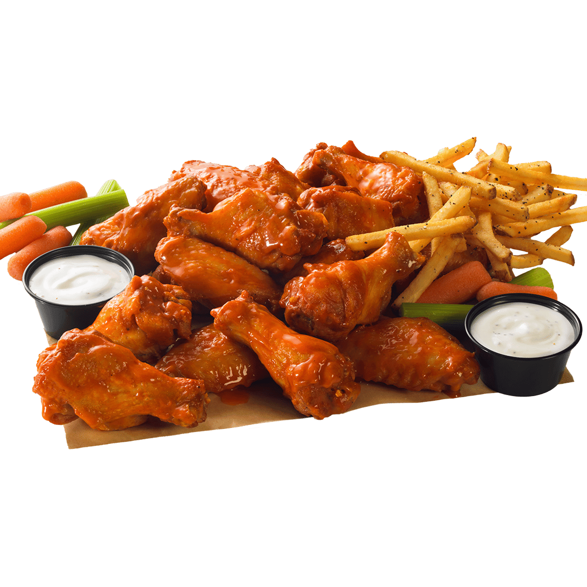 24 Wings + 4 Fries + 4 Drinks