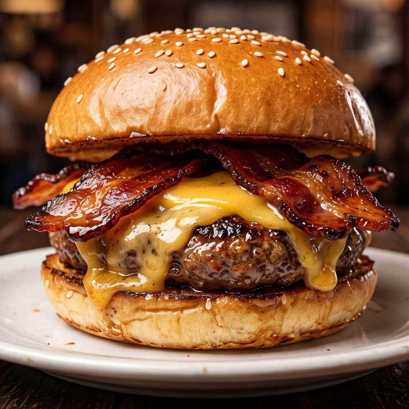 1 hambúrguer, bacon e queijo.