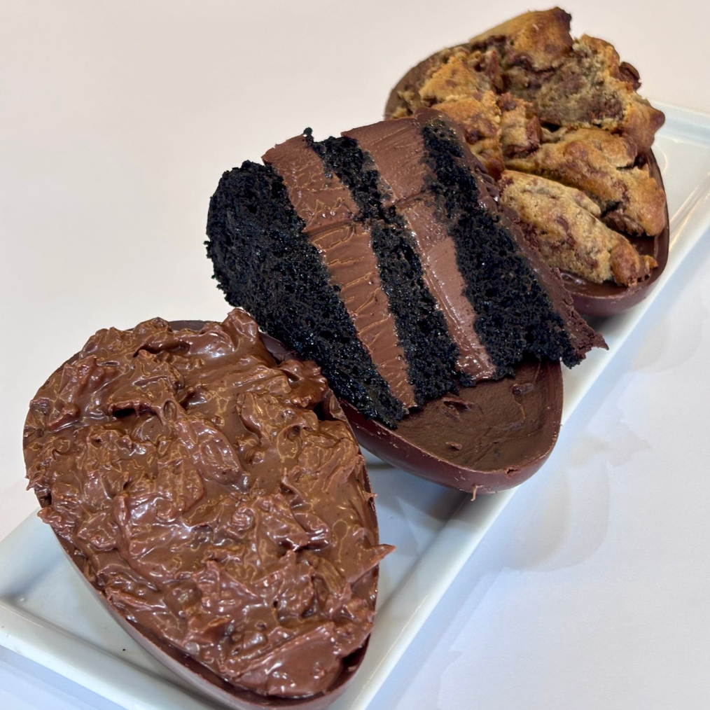 3 cascas de 150g cada sendo, uma de crunch, uma de matilda e uma do nosso cookie tradicional da casa ganache