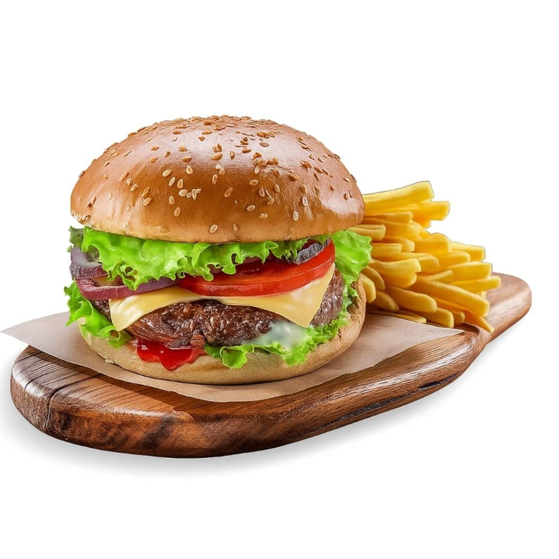 Combo Hamburgesa Americana y Papas a La Francesa