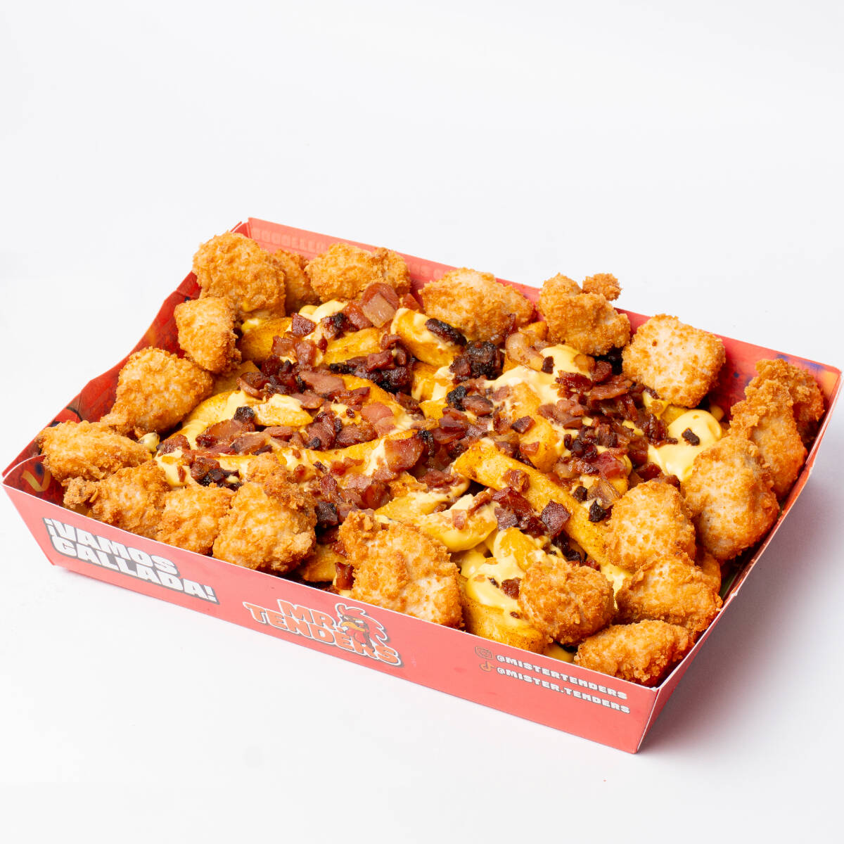 Papas con Cheddar y Tocineta + Pops