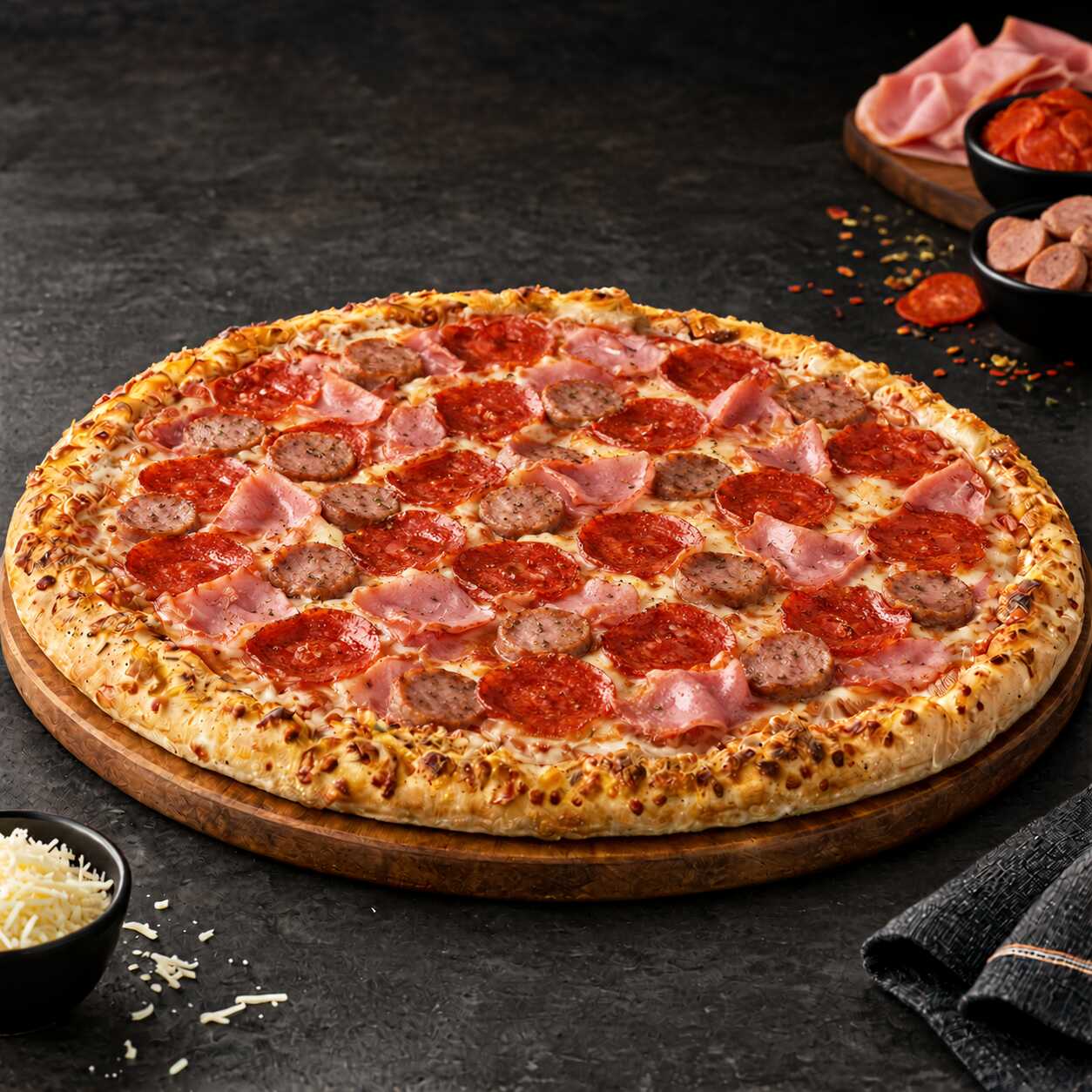 PIZZA FAMILIAR DE CARNES FRIAS 36 CM
