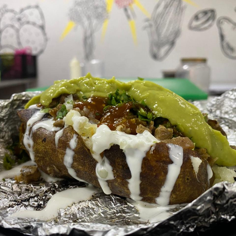 Papa Asada de Carne Asada