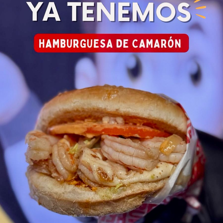 HAMBURGUESA DE CAMARON CON PAPAS