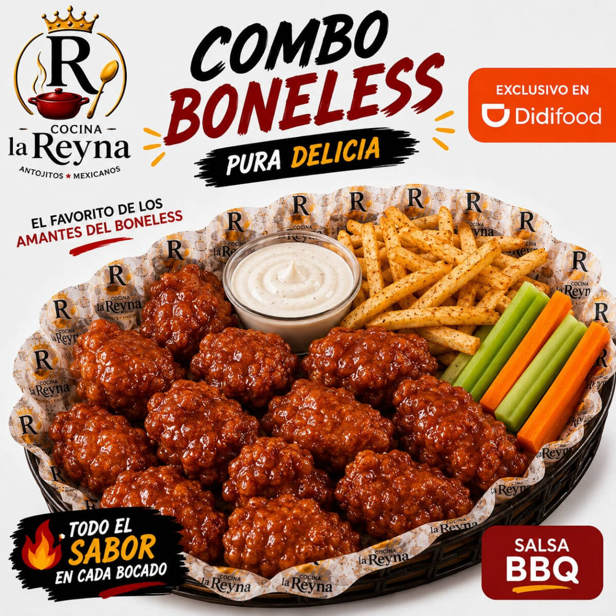 COMBO Boneless BBQ 450g + Papas y Ranch