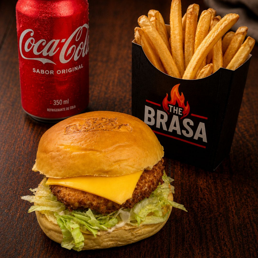 1 the chicken, 1 refrigerante lata, 1 batata crocante
