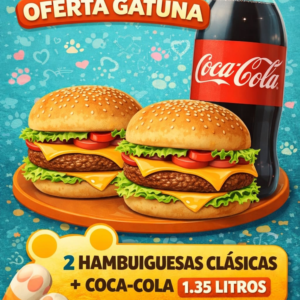 2 Hamburguesas Clásicas + Refresco de 1.35 Litros