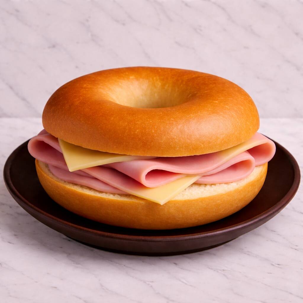 Bagel con Jamón y Queso
