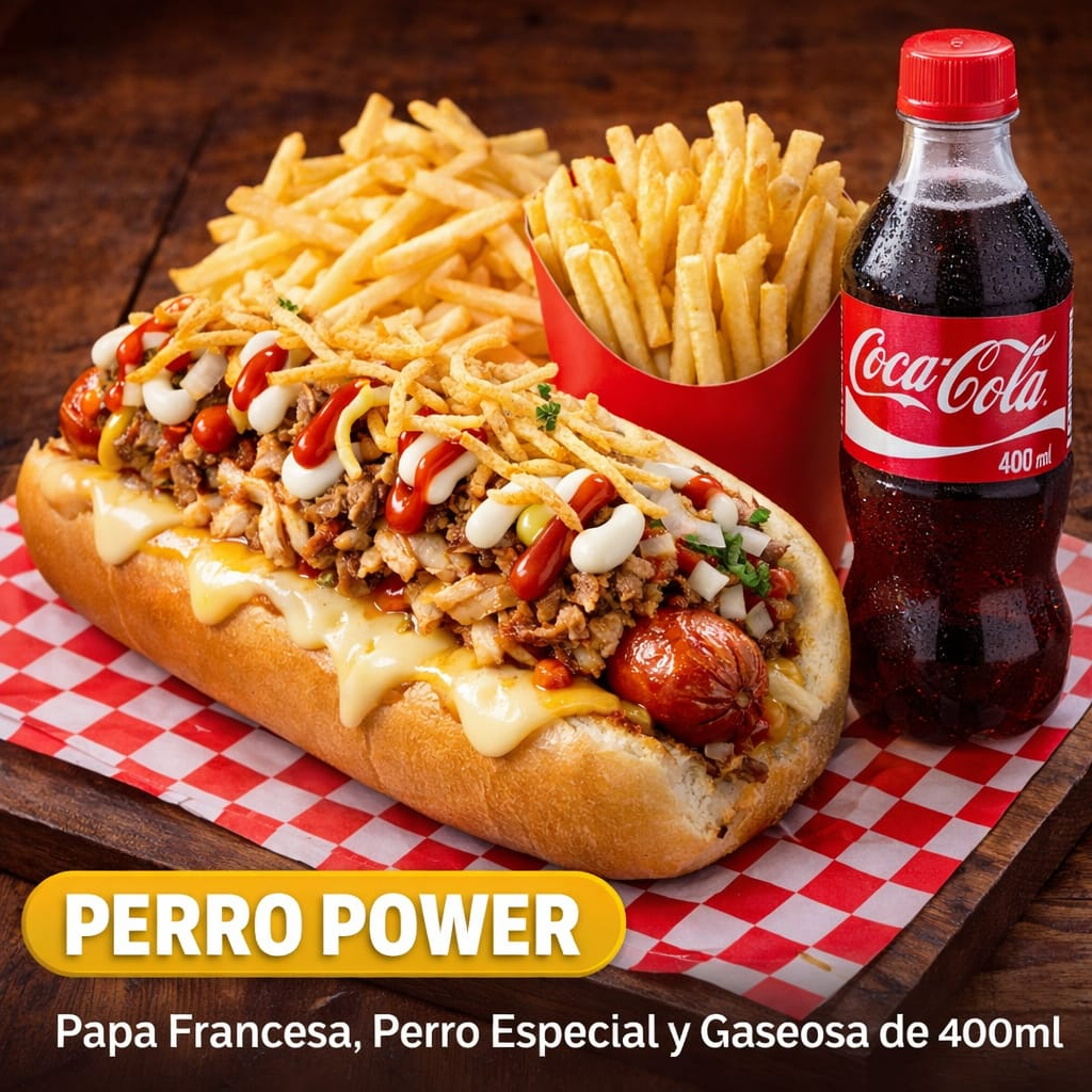 Combito Perro Power +Papa + Gaseosa 400ml