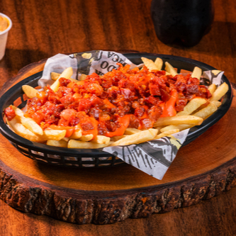 400g de batata com cheddar e bacon