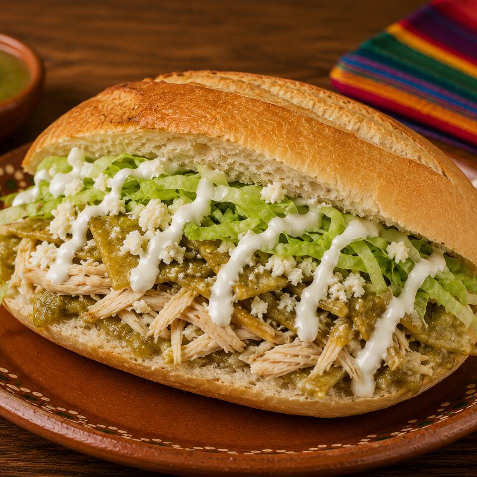 Torta de Chilaquiles Verdes con Pollo