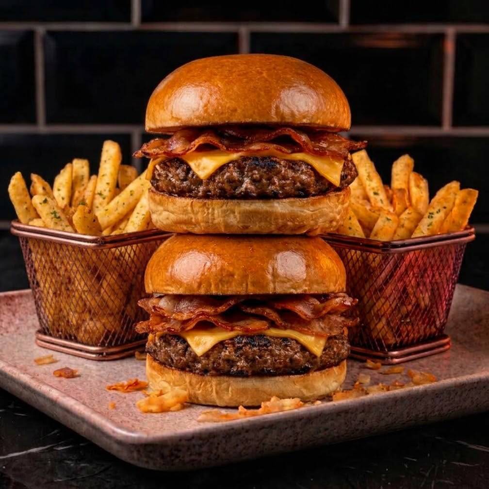 Esse combo é composto por 2 burgers artesanais e fritas a escolha!
Reo cheddar bacon: Pão de brioche, blend de 120g, cheddar cremoso, bacon e cebola caramelizada
Reo Chicken: Pão de brioche, Burger de frango empanado, cheddar fatia, alface e molho especial de alho
Reo Bacon: Pão de brioche, blend de 120g, cheddar fatia, bacon e molho especial de alho
Reo crispy bacon: Pão de brioche, blend de 120g, cheddar fatia, bacon, cebola crispy e molho especial de alho
Reo Tasty: Pão de brioche, blend de 120g, cheddar fatia, alface, tomate, cebola e molho tasty