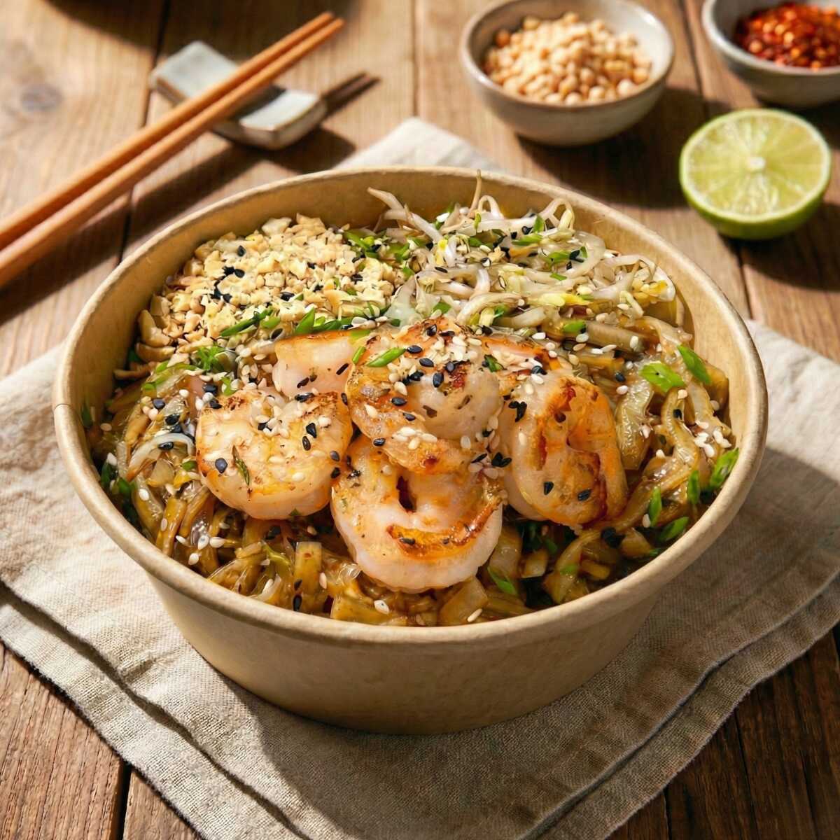 Wok Tailandés con Camarones