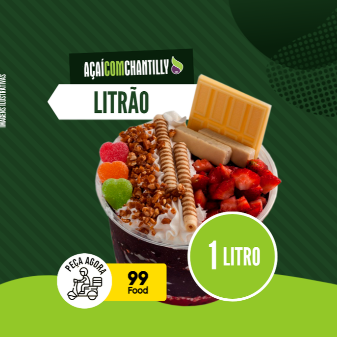 Seu açaí orgânico, batido com frutas de verdade, sem química, uma experiência incrível, apenas seu açaí no copo de 1l com os toppings enviados em potes separados !