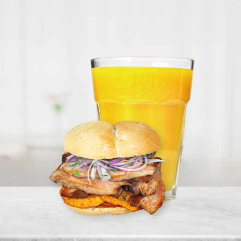 Combo Jugo de Mango y Pan con Chicharrón