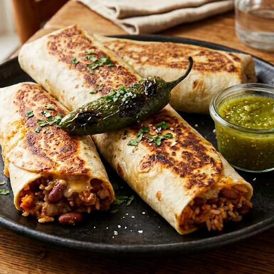 Tres Burritos de Deshebrada