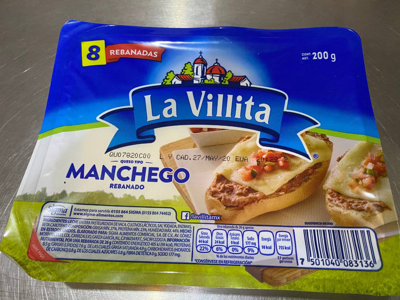 Queso manchego villita 200 grs