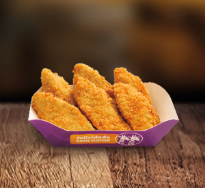 Para quem ama crocância! Porção generosa com 6 sassamis de frango (aprox. 40g cada) cuidadosamente empanados e fritos na hora. Suculentos por dentro e muito crocantes por fora!