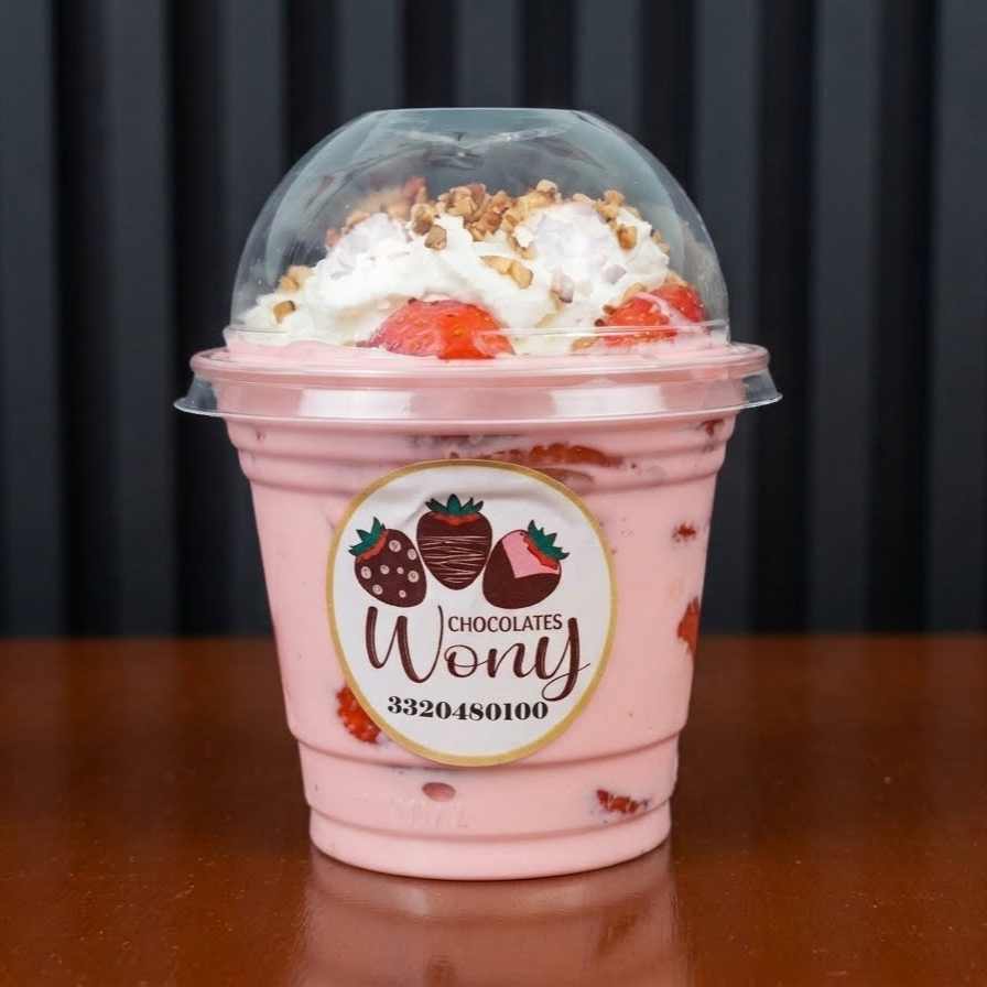 Fresas Molidas Crema/Chocolate Vaso