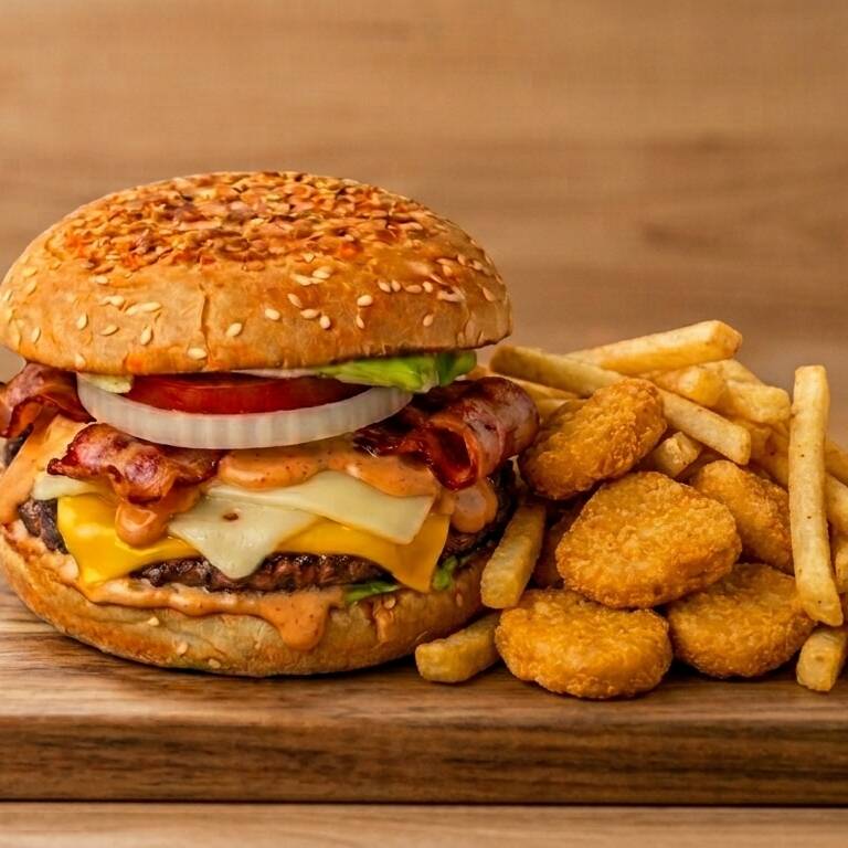 Burger Especial + 5 Nuggets + Papas a la Francesa