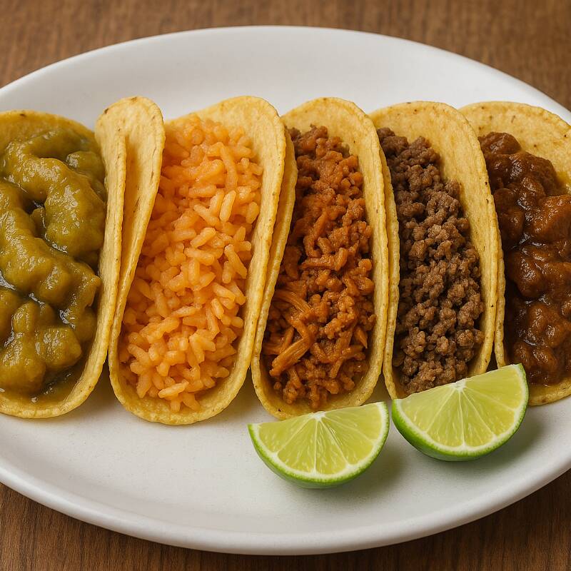 5 TACOS DE COLORES + AGUA