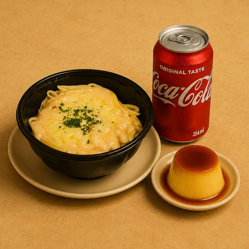 Nosso delicioso Macarrão 4 Queijos acompanhado de uma Coca-Cola gelada e um pudim cremoso. A combinação perfeita para uma refeição completa, cheia de sabor e com um toque doce para finalizar.
1 Macarrão 4 queijo 550g
1 Coca cola 350ml
1 Pudim 120g
Peso aproximado do prato pronto: 550gr