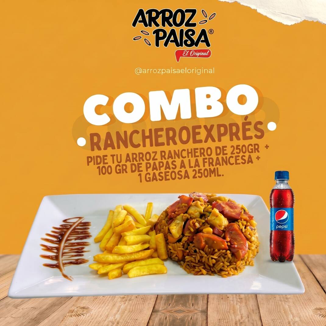 Combo Arroz Ranchero Express + Papas + Gaseosa