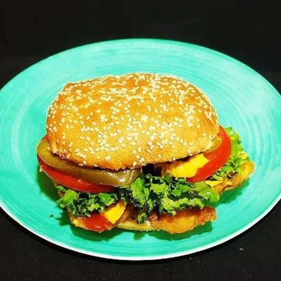 Hamburguesa con Aros de Cebolla