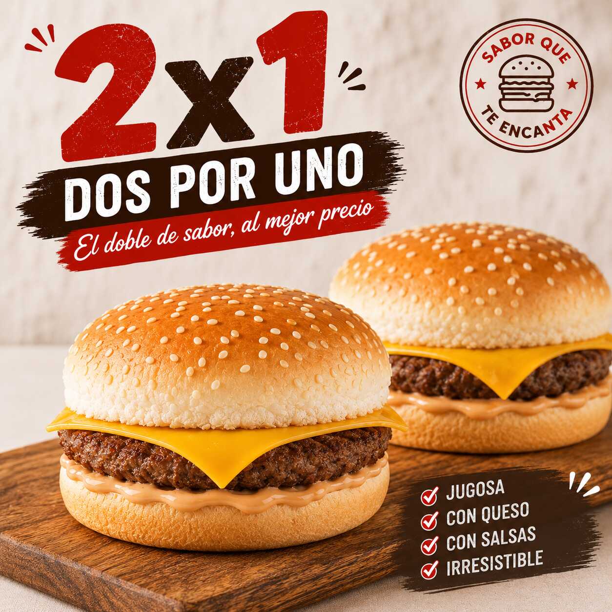 Hamburguesa de Queso 2x1