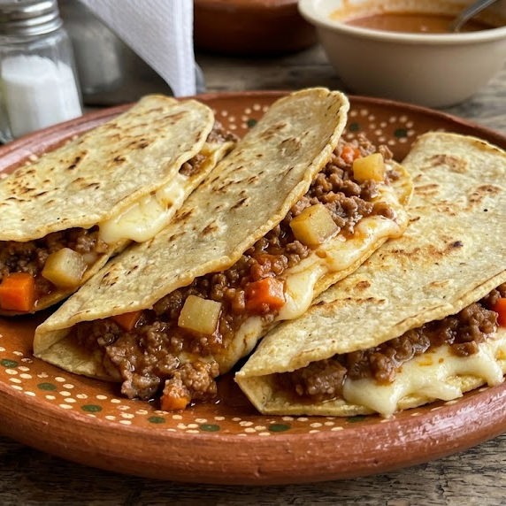 Quesadillas de Maíz Carne Molida en Picadillo