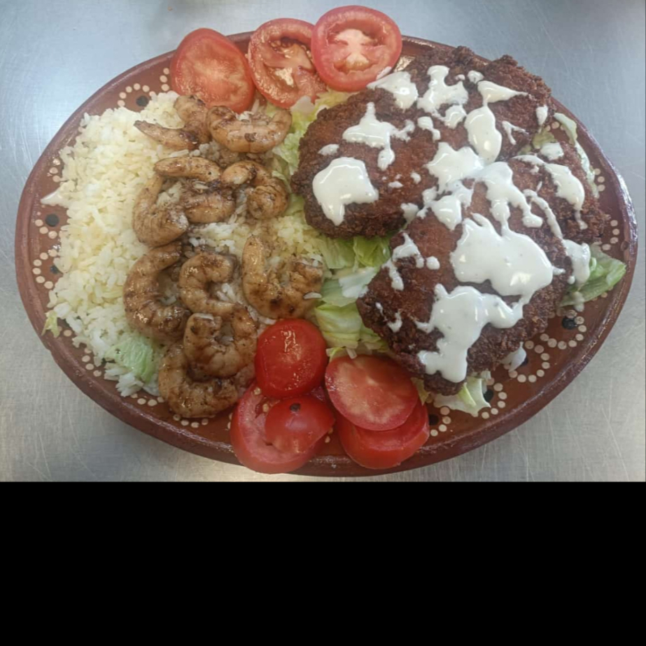 Filete de pescado y camaron
