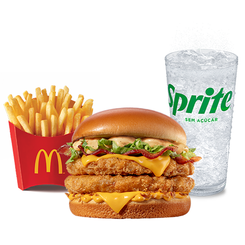 O novo sanduíche é composto por dois empanados com frango, a méquinese, a exclusiva maionese especial com sabor de carne defumada, molho do CBO (o saboroso molho emulsionado com especiarias e derivados lácteos), alface, fatias de bacon, queijo processado sabor cheddar, cebola crispy, tudo isso no pão tipo brioche trazendo uma explosão de sabores pros seus dias de glória, acompanhamento e bebida.