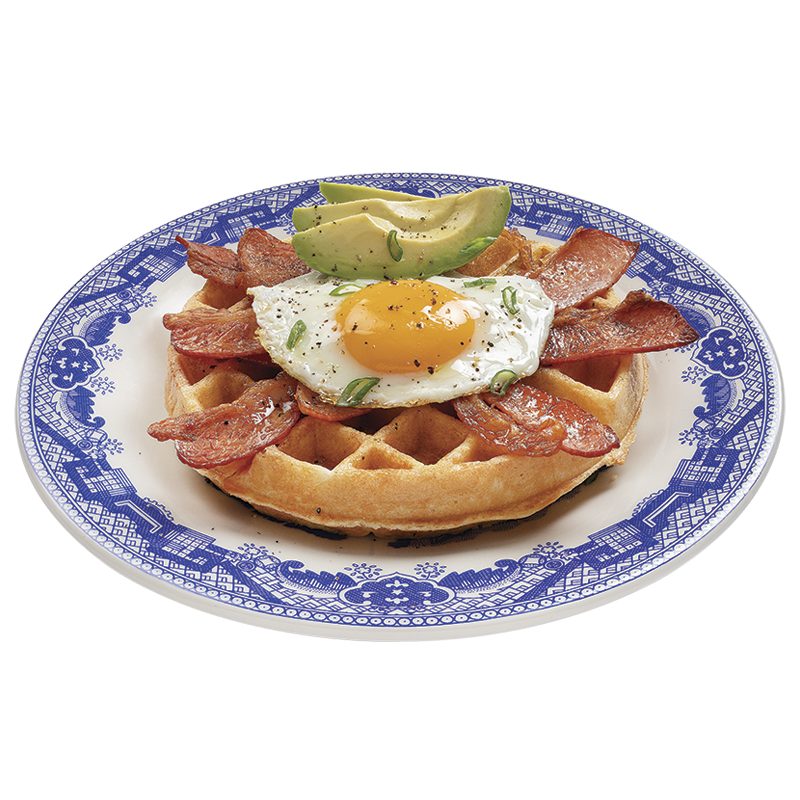 Wafle con Huevo y Tocino