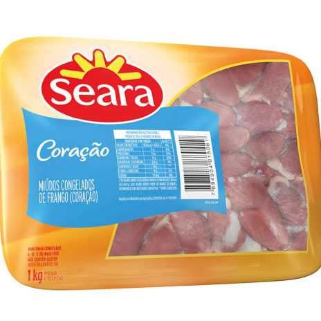 Bandeja 1 Kg - Coração de frango seara congelado.