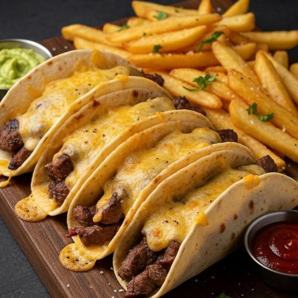 TACOS DE ARRACHERA CON PAPAS