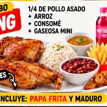 Almuerzo pollo asado