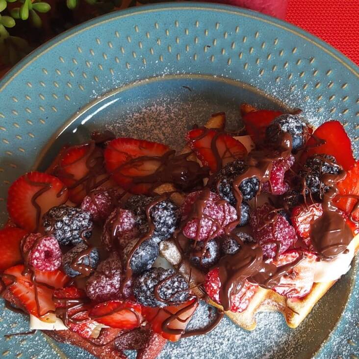 Waffles con plátano