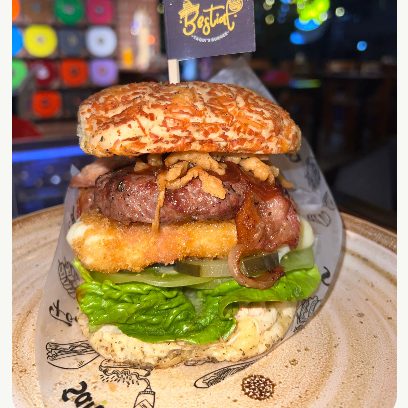 Hamburguesa Bestial 150gr + Papas